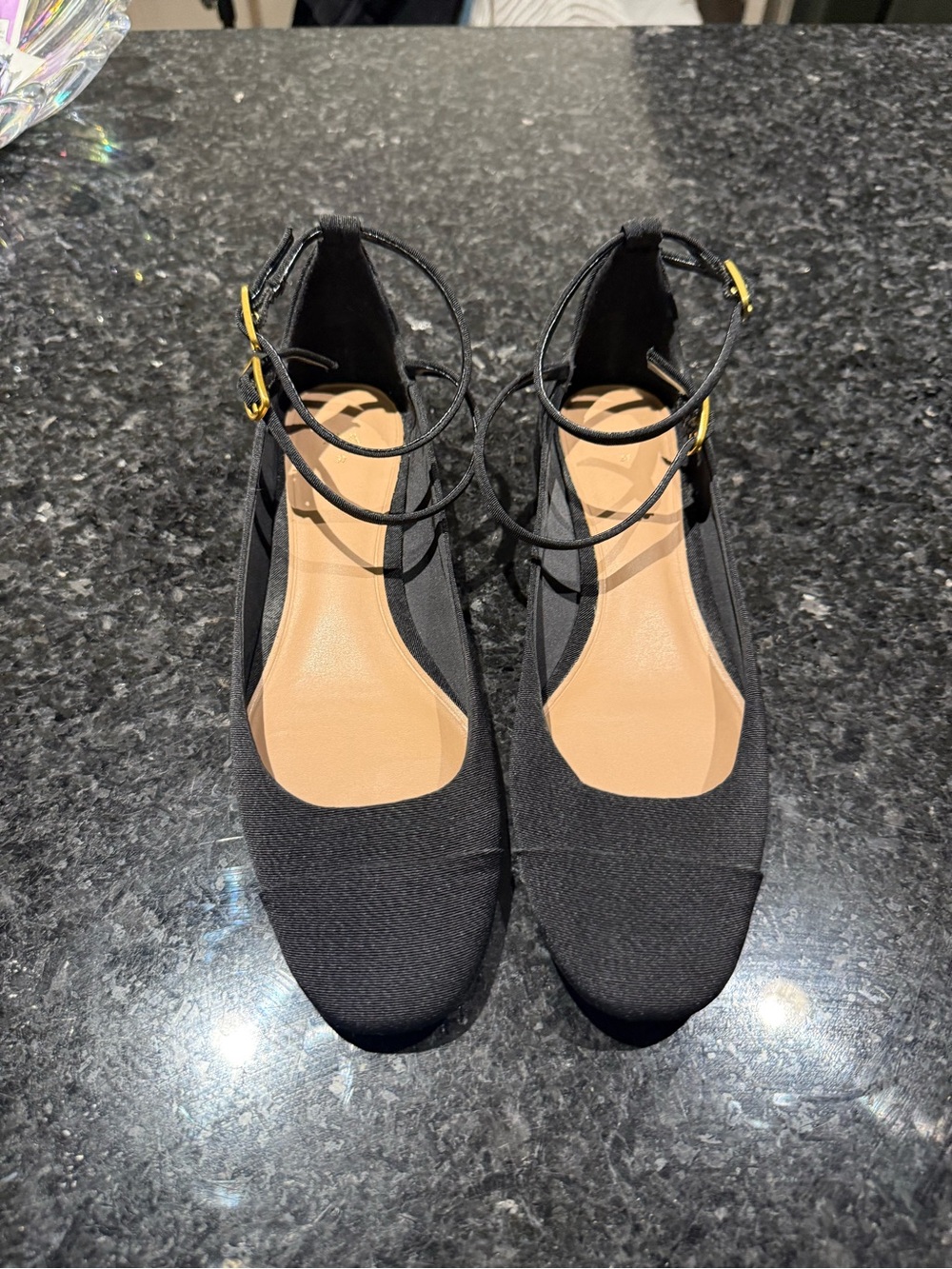 Zara Black Ankle Strap Ballet Flats Coquette Old Money Minimalist Shoes